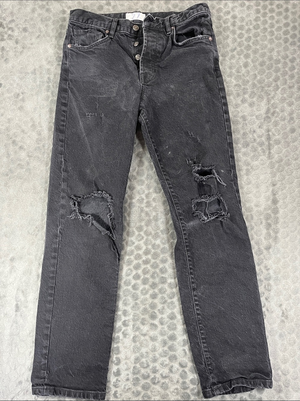 We The Free People Jeans Womens 27 Gray Bren Boyfriend Button Fly Mid Rise Denim